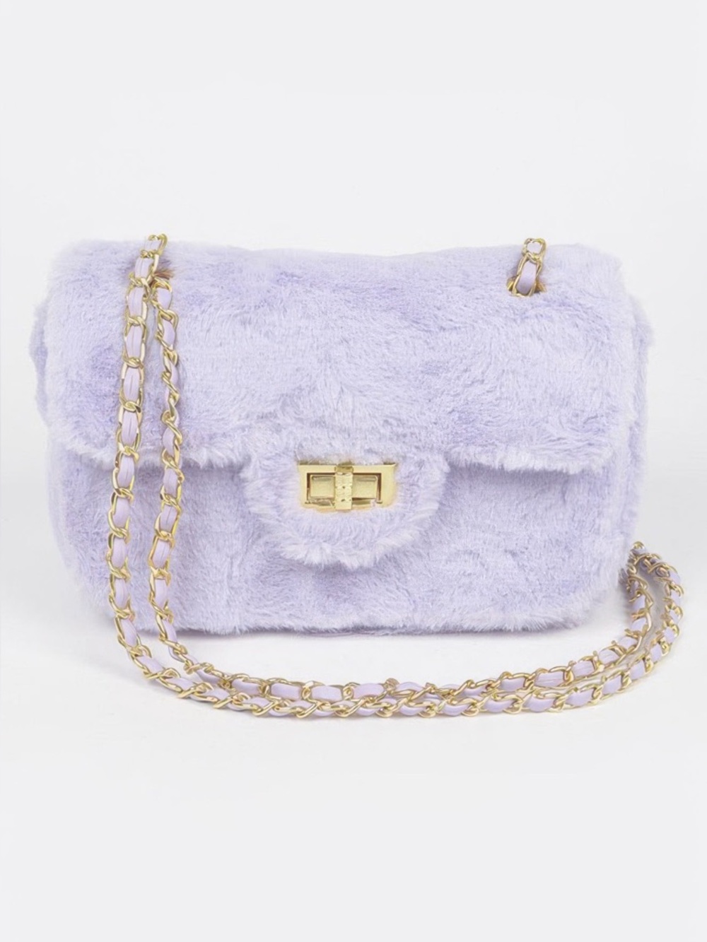 Faux Wool Flap Shoulder Bag